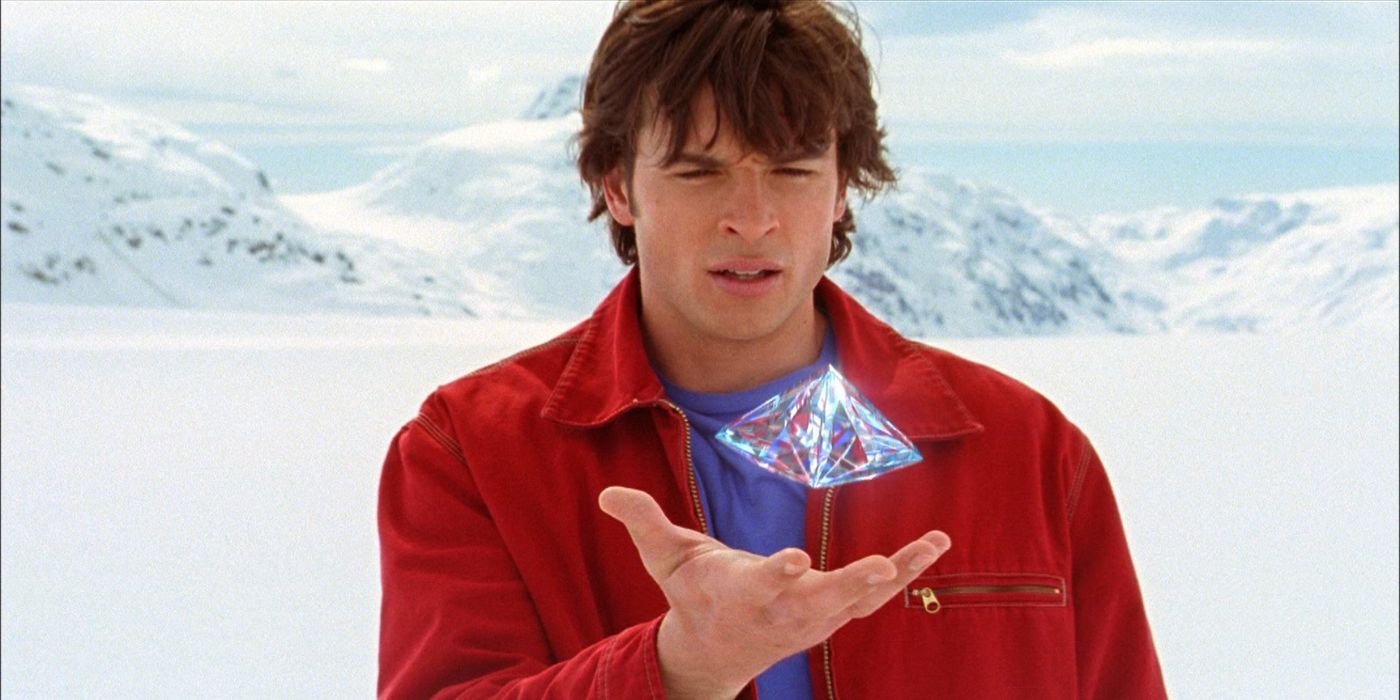 Clark holding the crystal in the arctic in Smallville