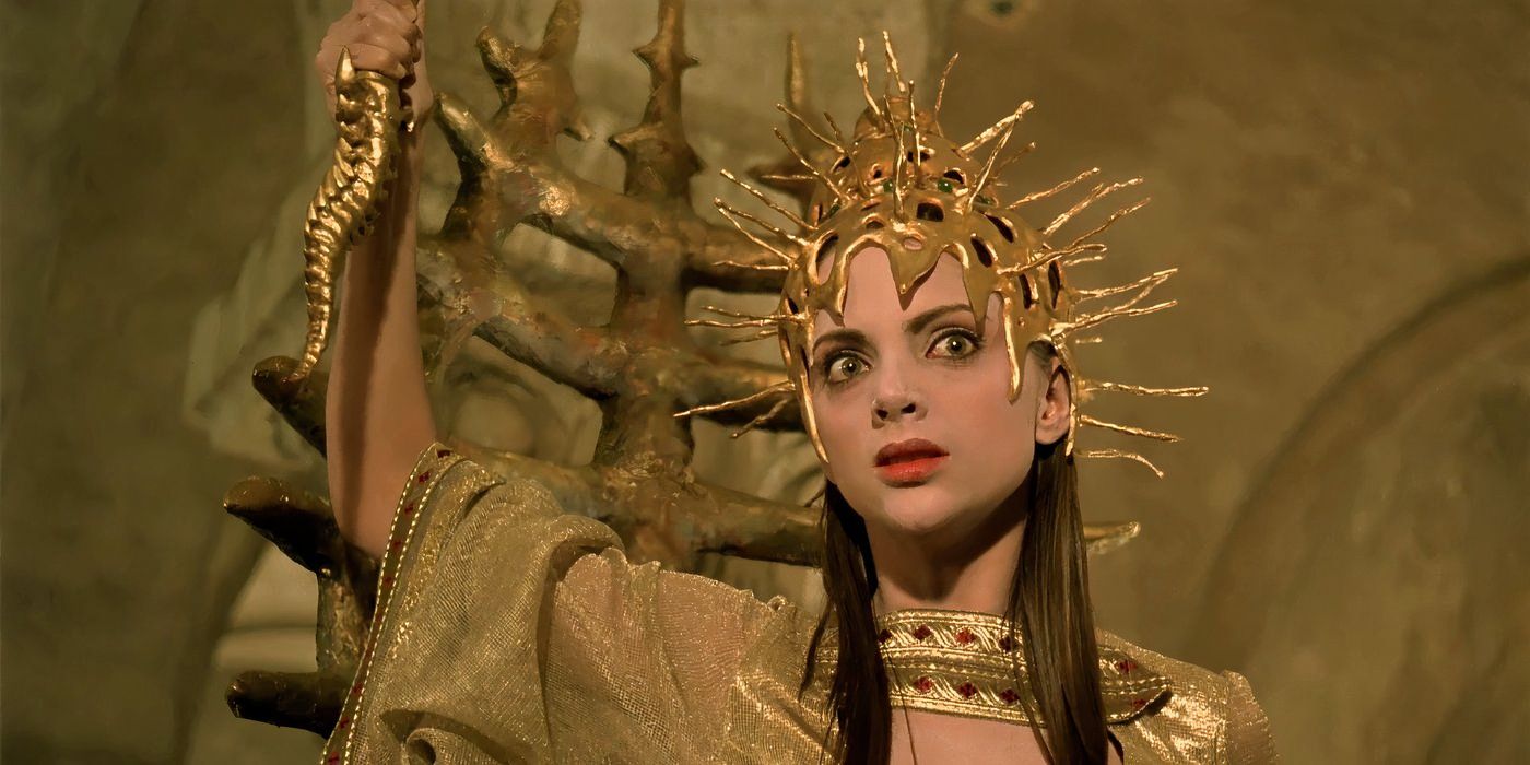 A woman raising a golden object in Dagon