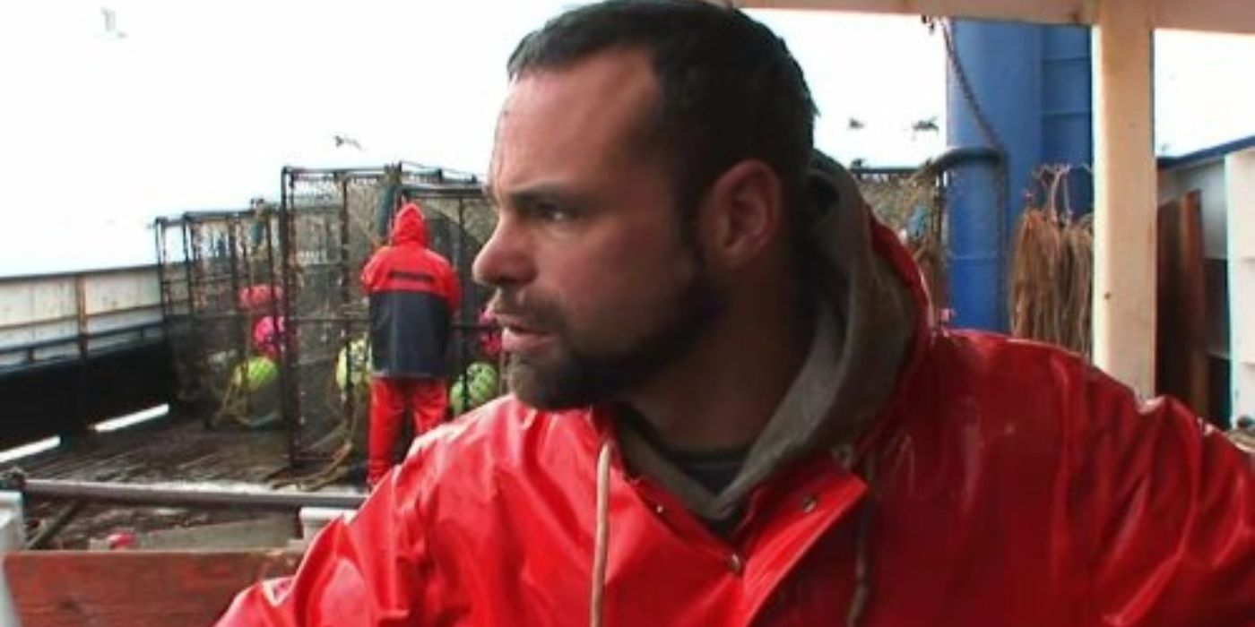 Matt Bradley in his red jacket on deck during an episode of 'Deadliest Catch.'