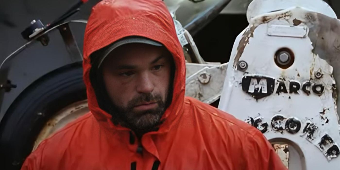 Matt Bradley with his hood up during an episode of 'Deadliest Catch.'