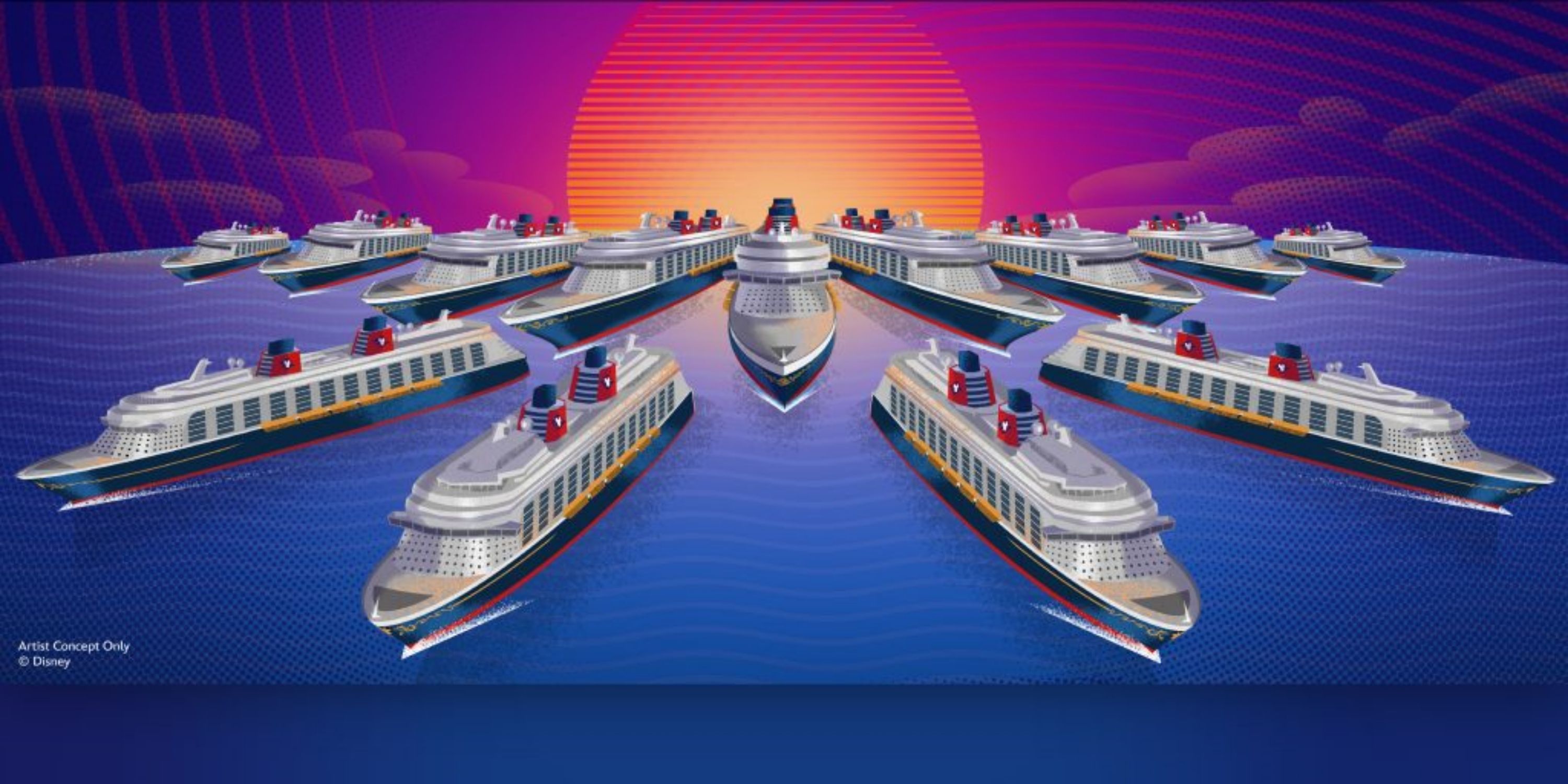 Concept art for Disney's fleet of 13 cruise ships