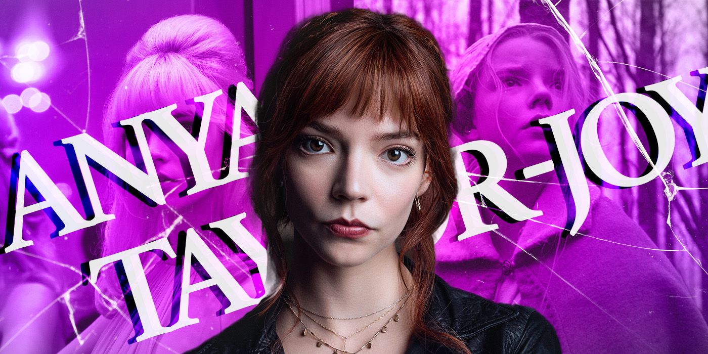 Blended image showing Anya Taylor-Joy in Last Night in Soho, The Menu, and The Witch with her name in white letters across the image.