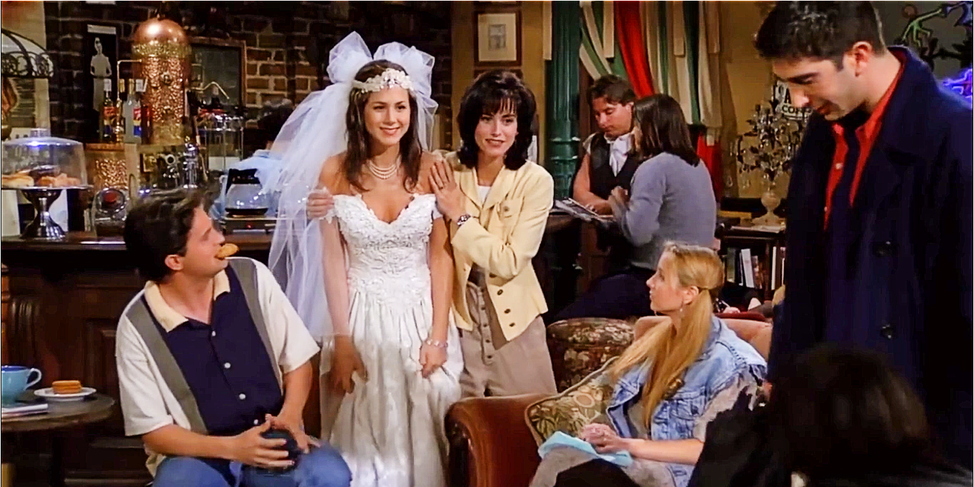 Chandler, Rachel, Monica, Phoebe, and Ross in the pilot episode of Friends