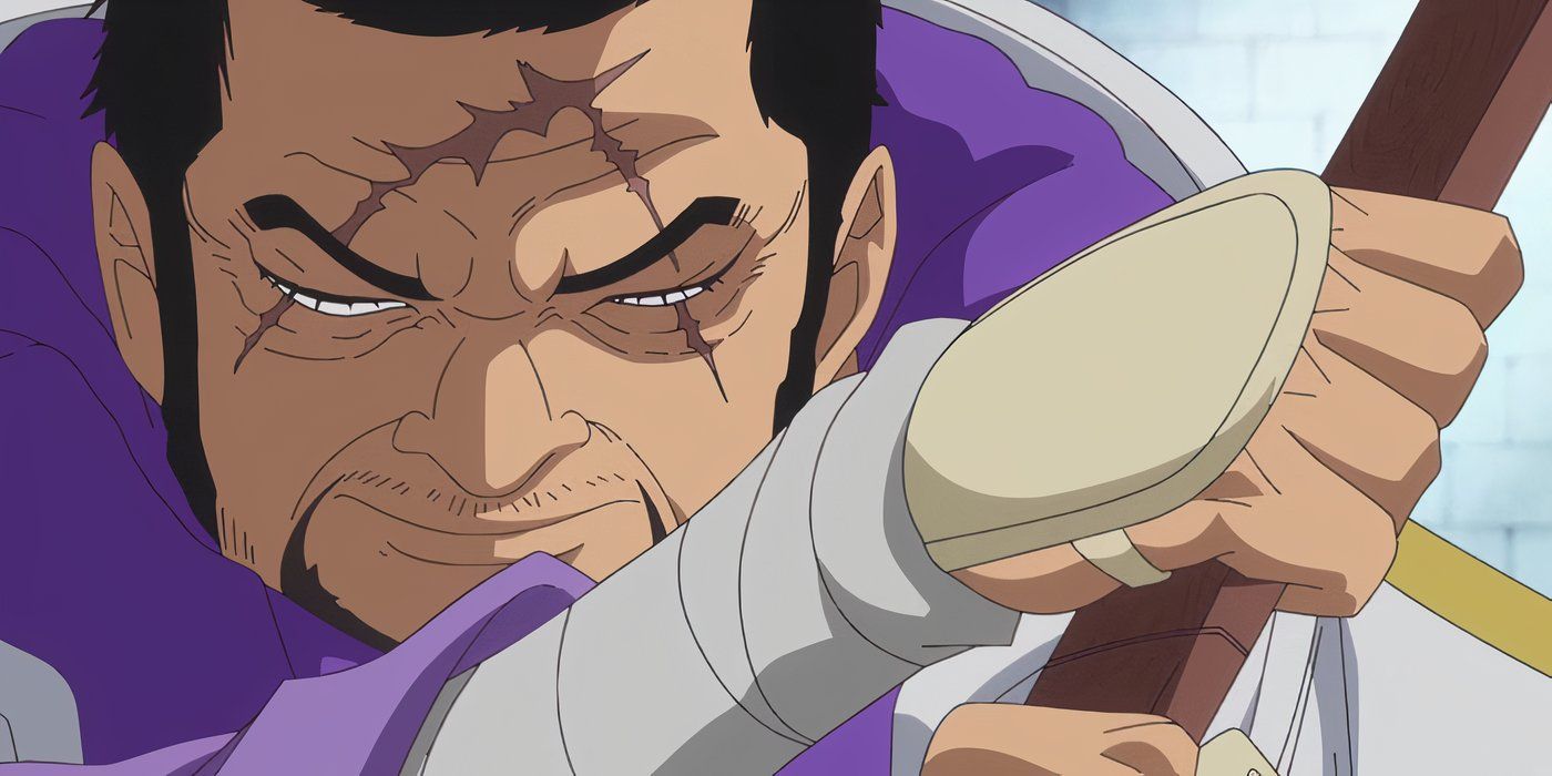 Fujitora wielding his sword in One Piece