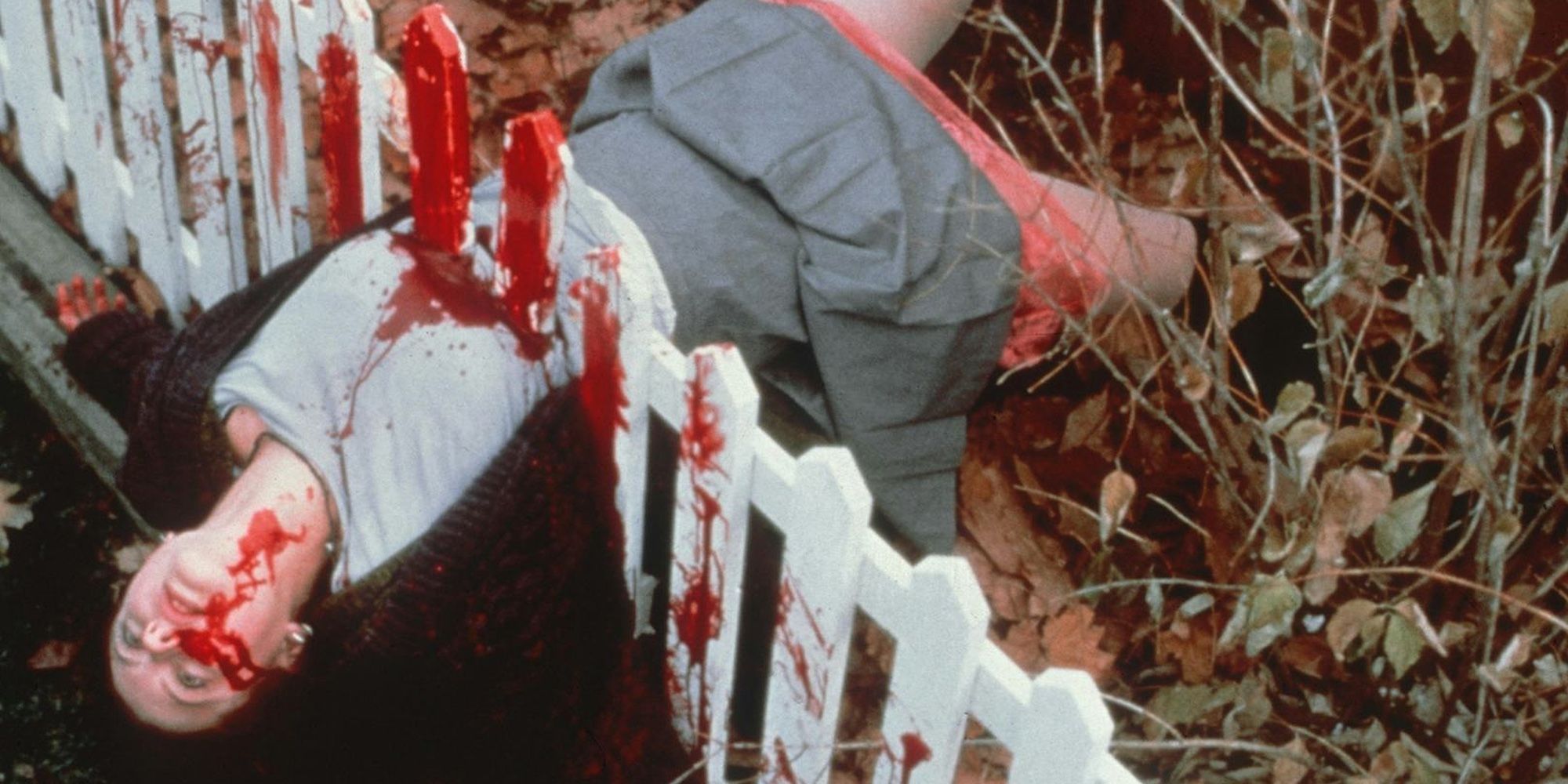 In “Ginger Snaps” (2000), a young girl pretends to be impaled on a white picket fence. 