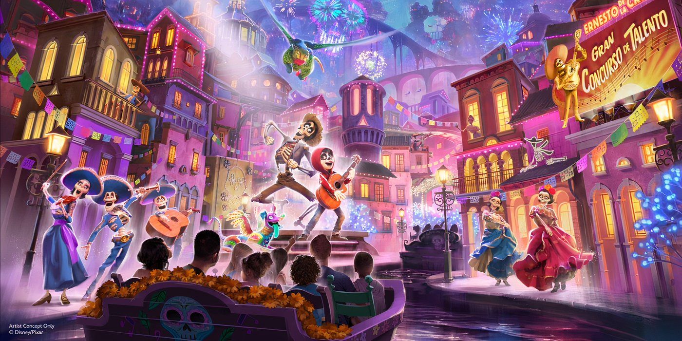 Concept art for the “Coco” ride at Disney’s California Adventure