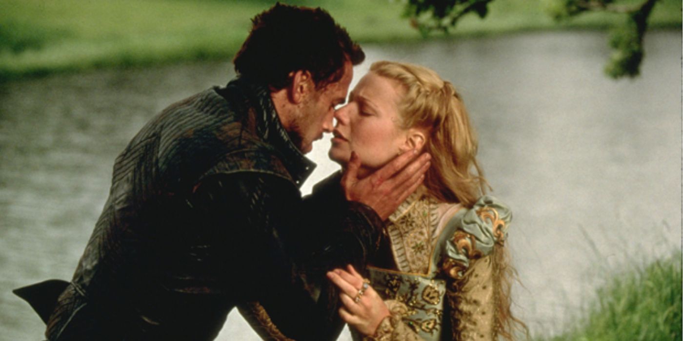 Will holding Viola's neck and leaning in for a kiss in 'Shakespeare in Love'.