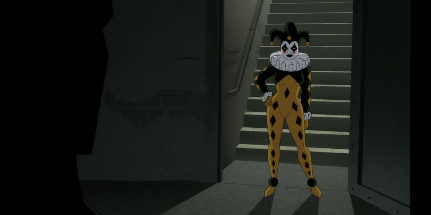 Harley Quinn's full costume in Episode 5 of 'Batman: Caped Crusader.' 