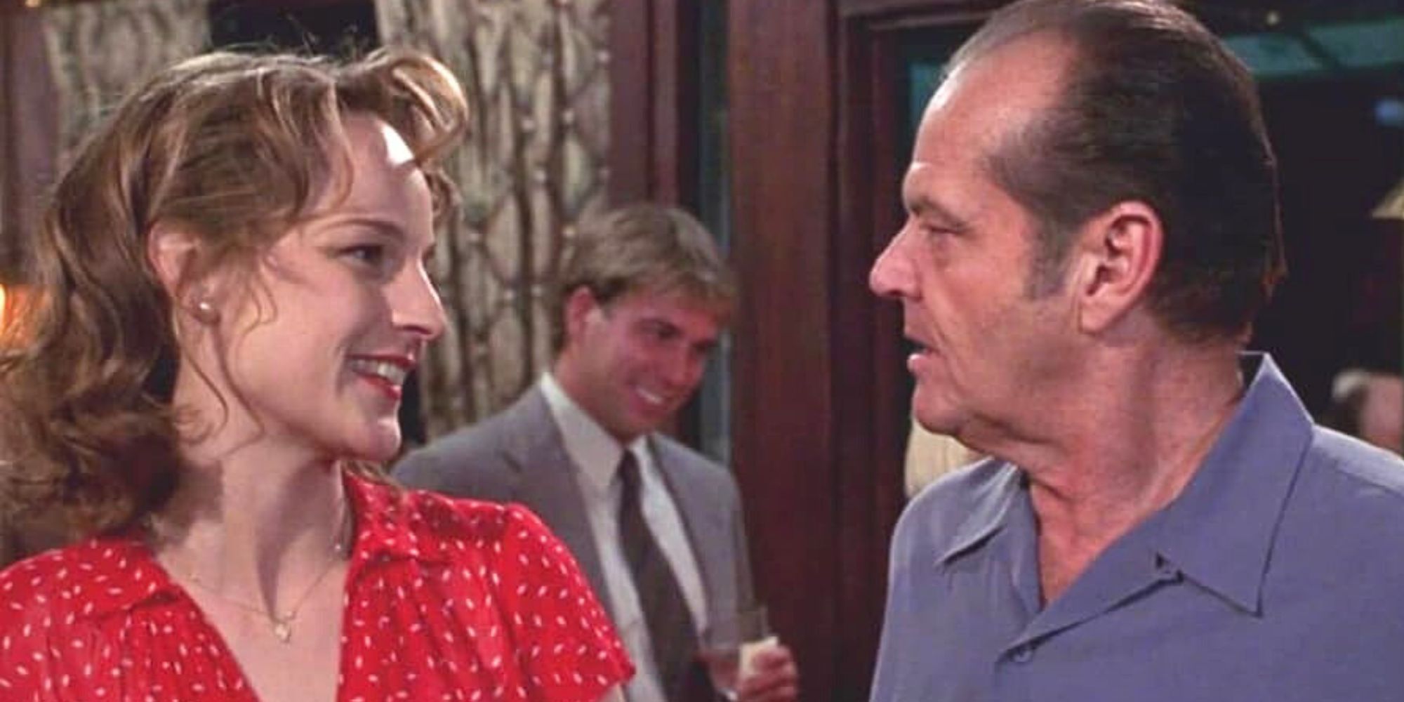 Helen Hunt and Jack Nicholson looking at each other in As Good As It Gets (1997)