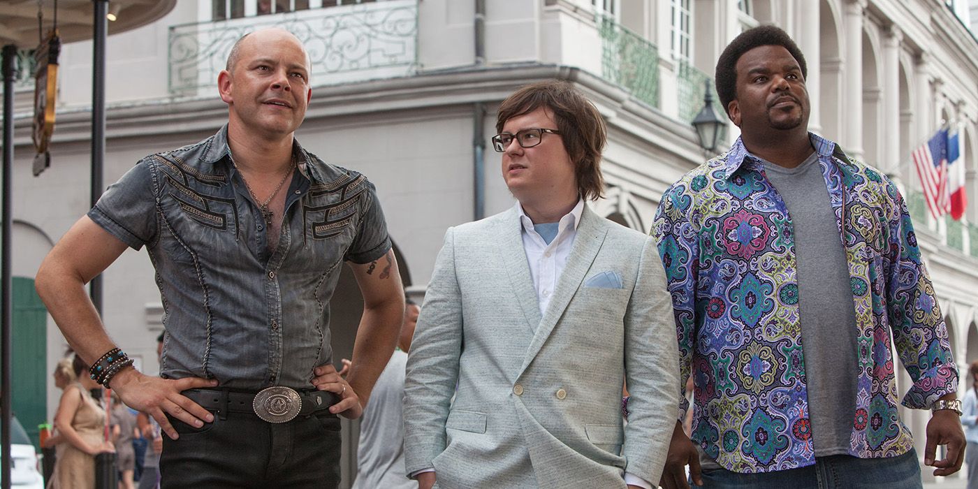 Rob Corddry, Clark Duke, and Craig Robinson stand together in Hot Tub Time Machine