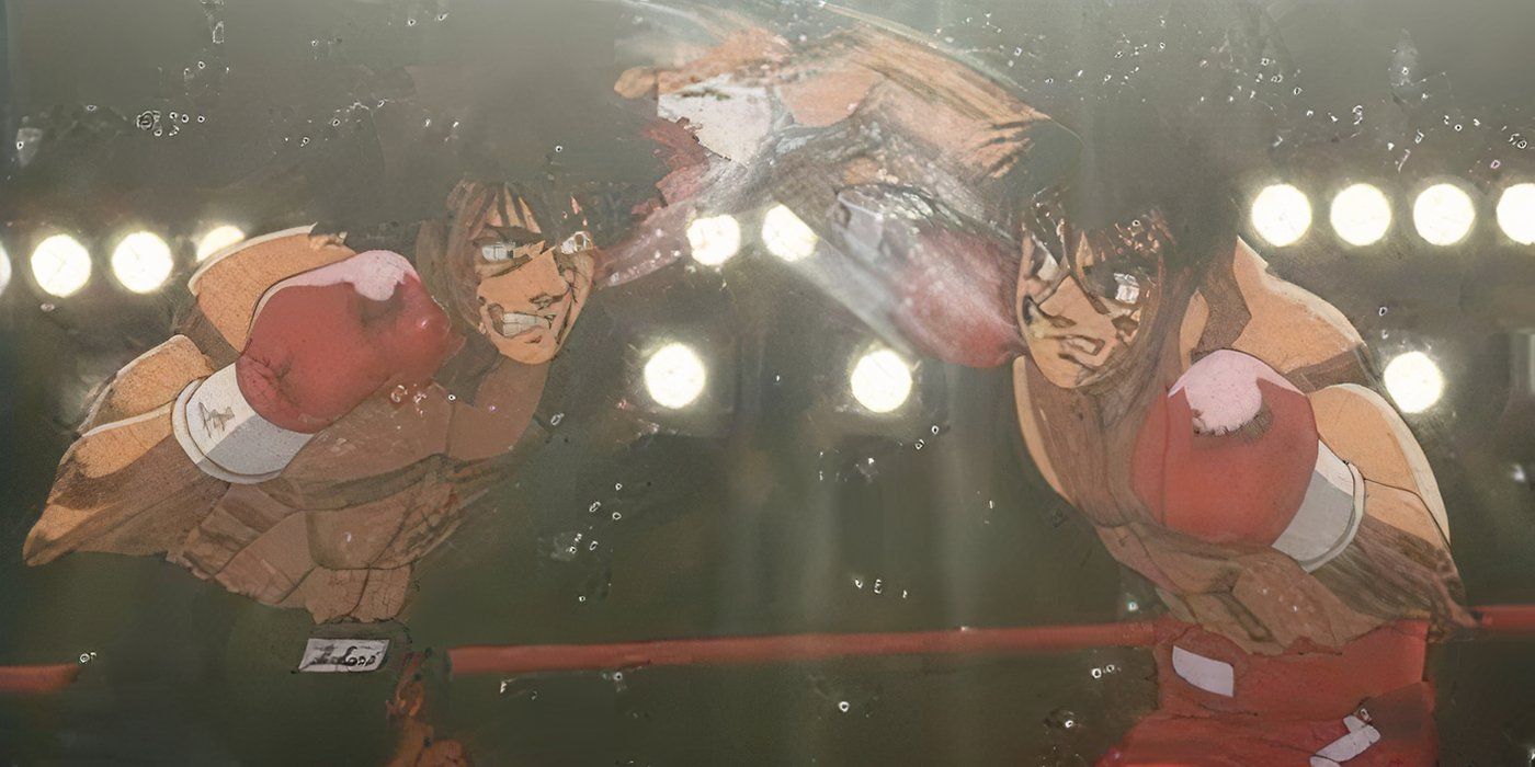 Ippo and Sendo deliver punches at the same time in Hajime no Ippo (Fighting Spirit).