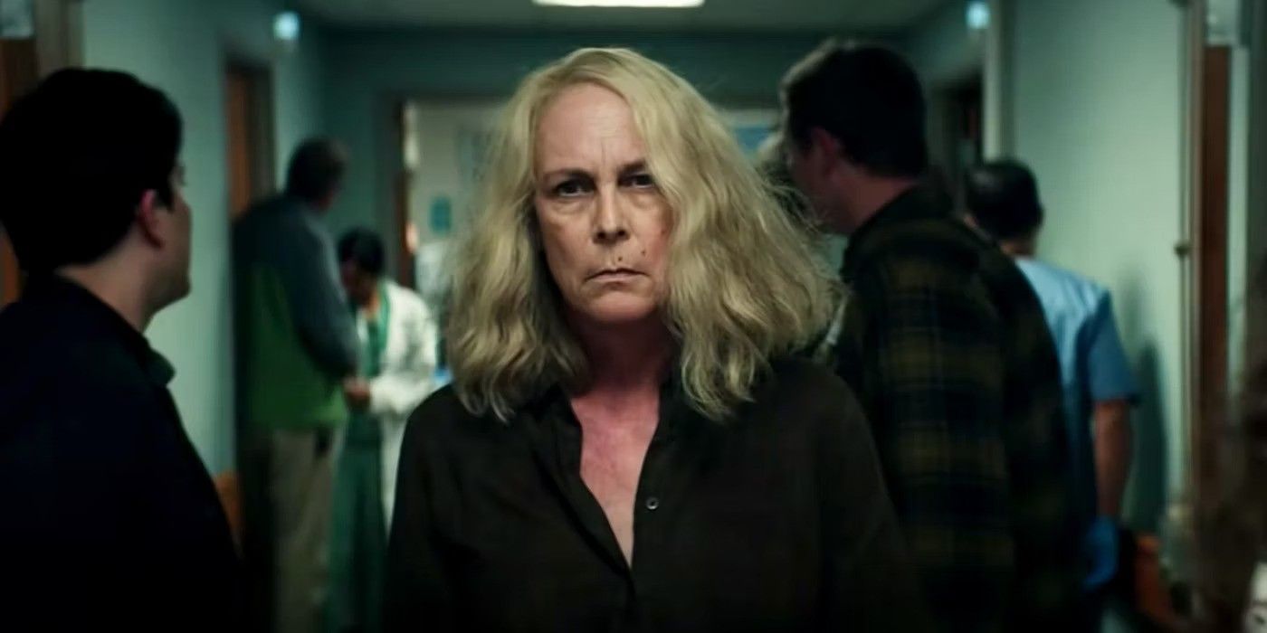 Laurie Strode walking down a hospital hallway in Halloween Kills