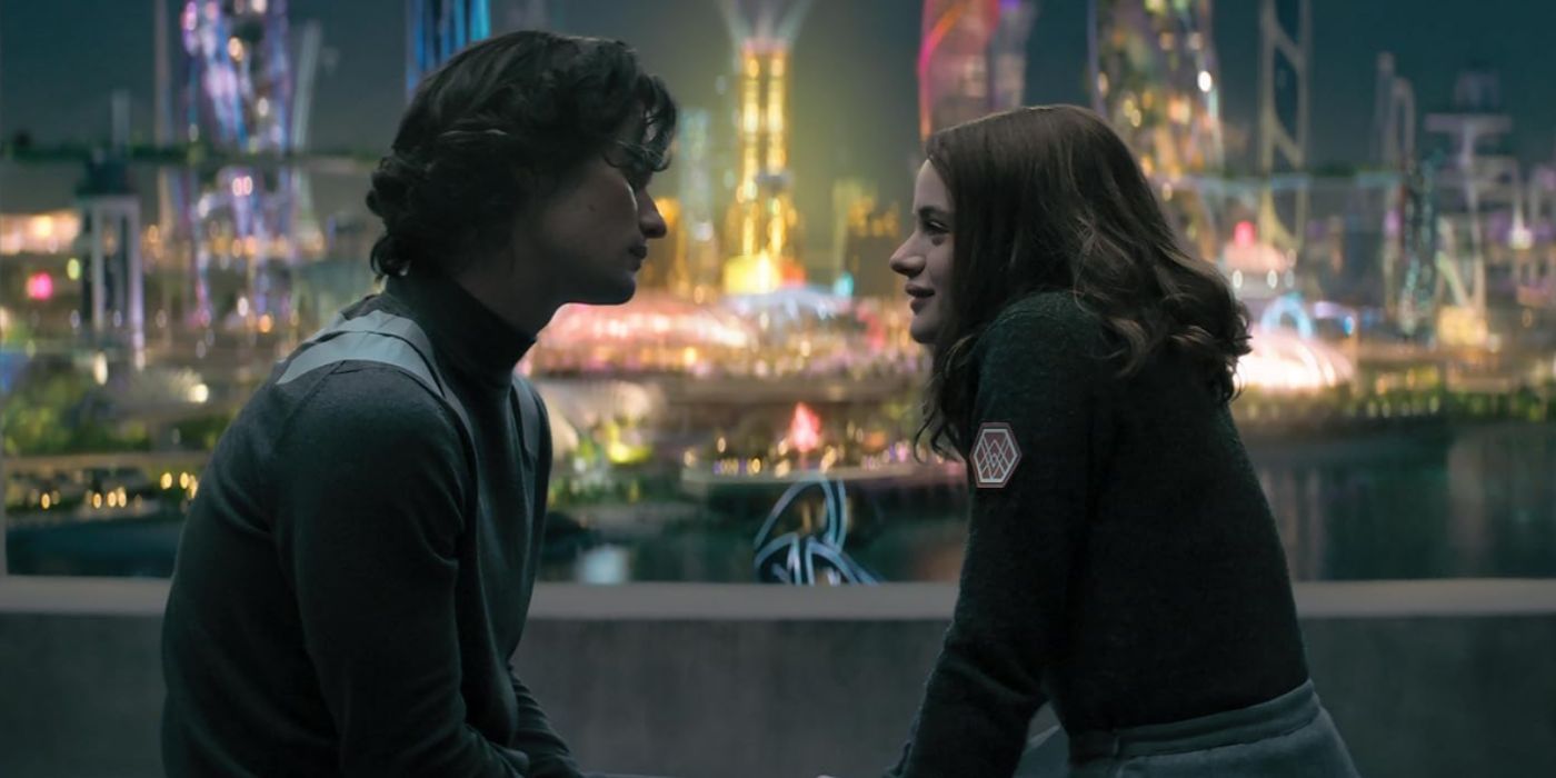 Joey King and Chase Stokes sitting across from each other in a scene from 'Uglies'.