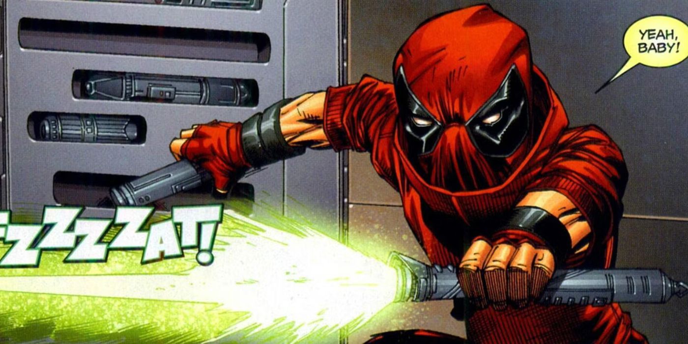 Kidpool igniting a lightsaber in the Deadpool comics