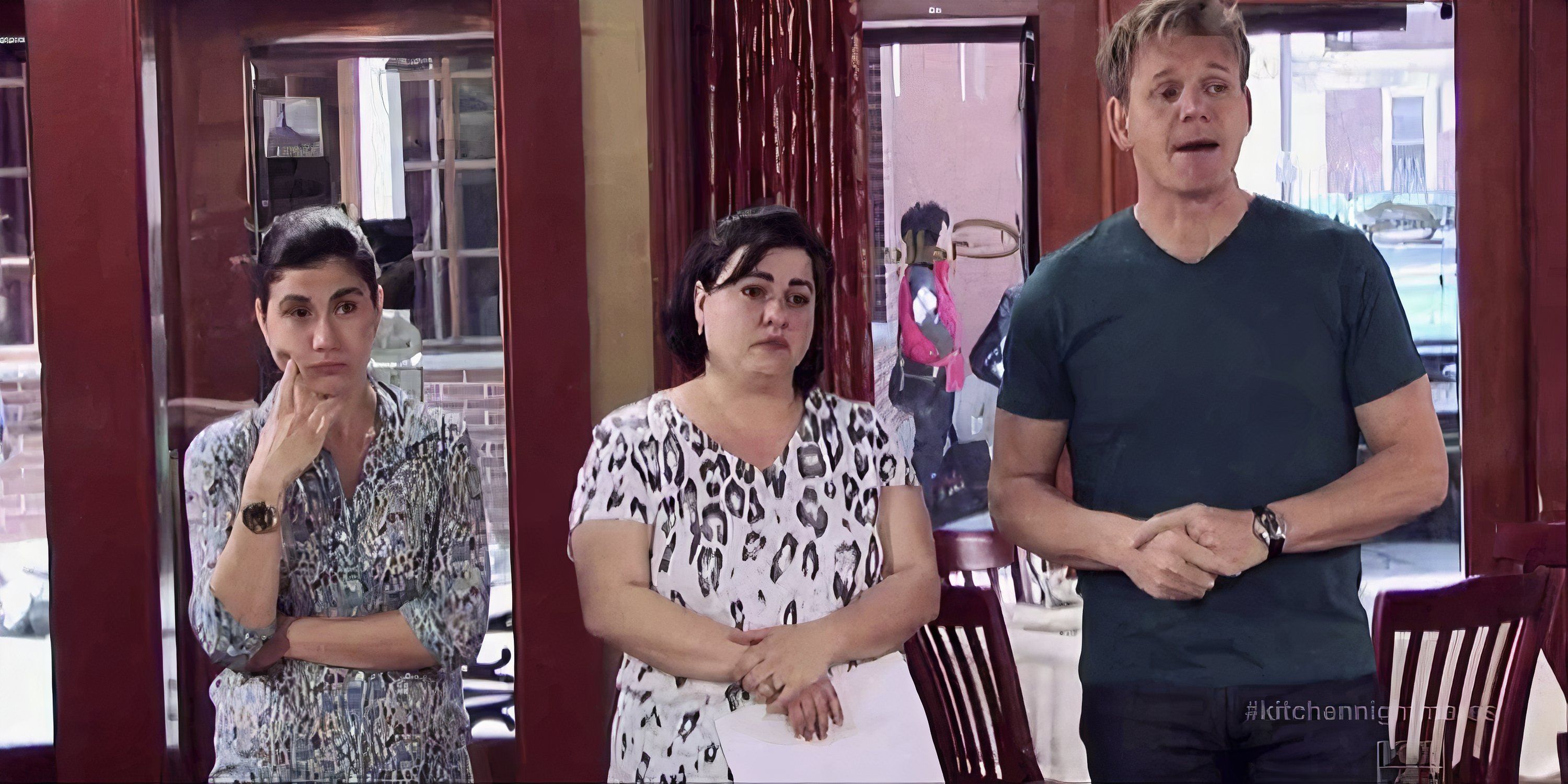 Gordon standing with Lisa and Rita, the owners of La Galleria 33 in Kitchen Nightmares