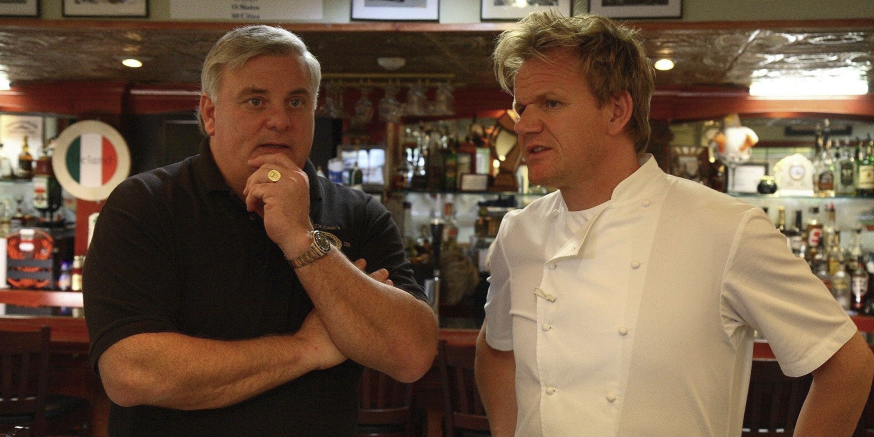 Gordon talking with the owner of Seascape restaurant in Kitchen Nightmares