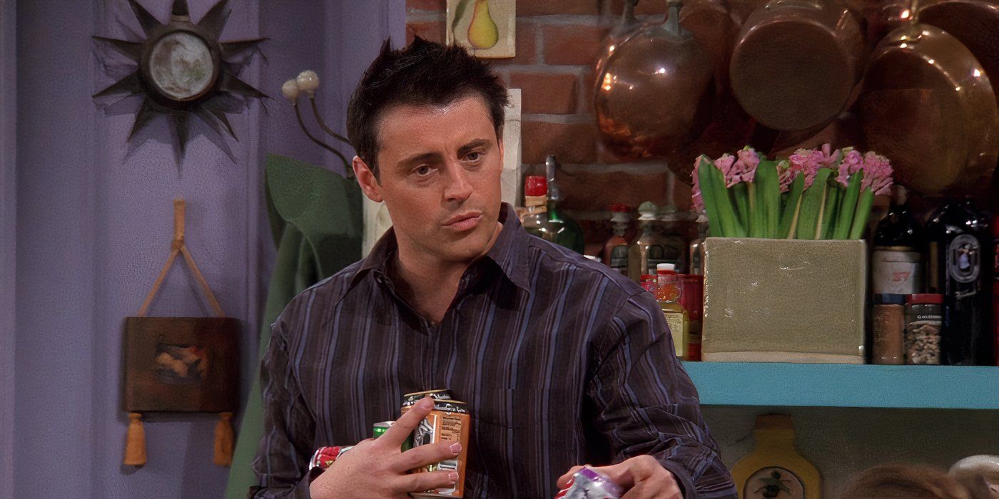 Mat LeBlanc as Joey in Friends, holding cans