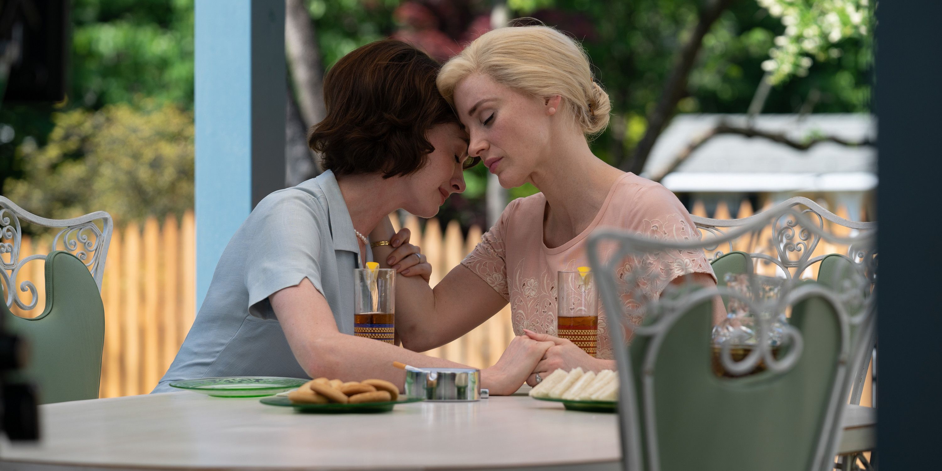 Anne Hathaway and Jessica Chastain in Mothers' Instinct