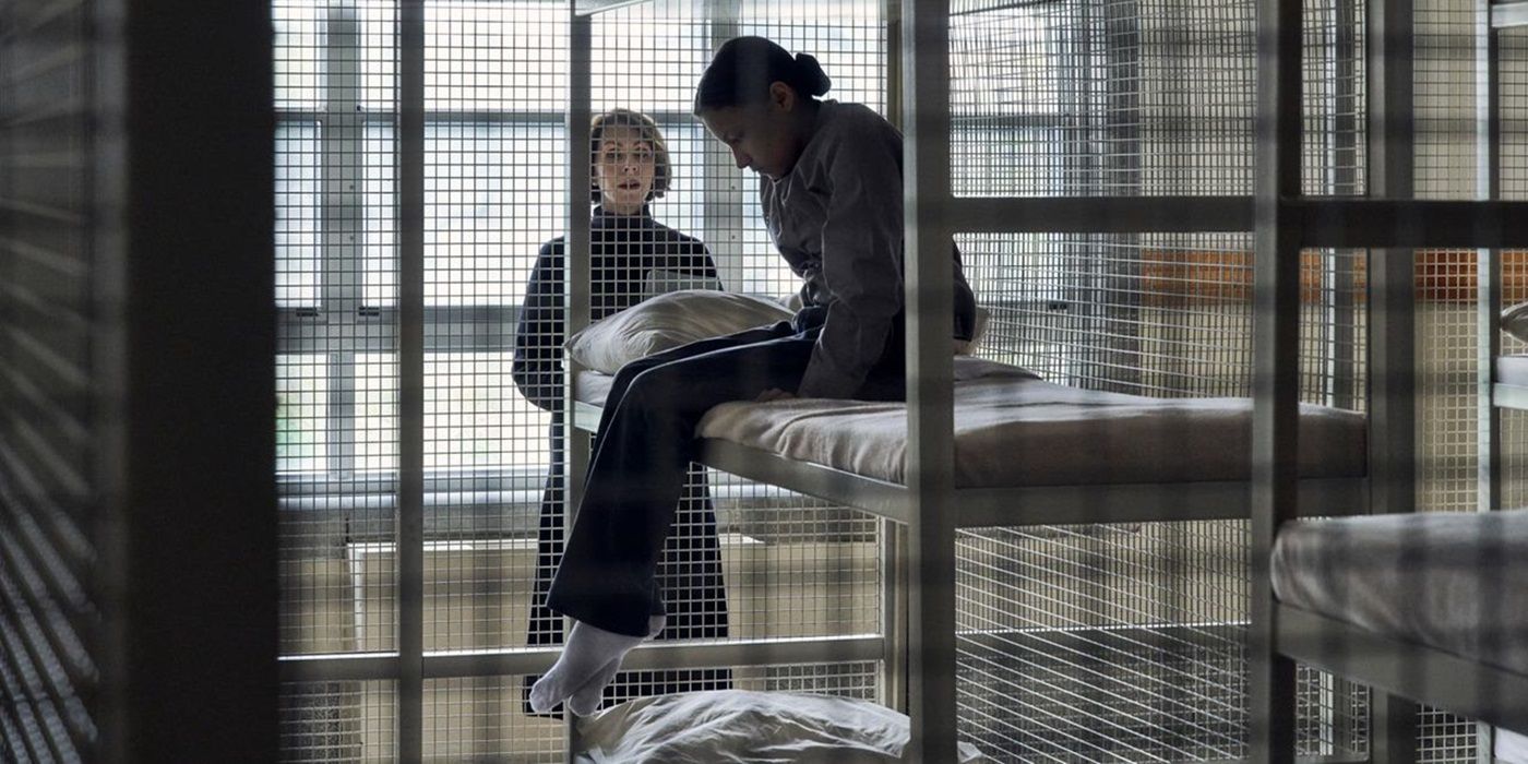 Waseese (Brooklyn Letexier-Hart) sits on a bunkbed in a military facility in Night Raiders