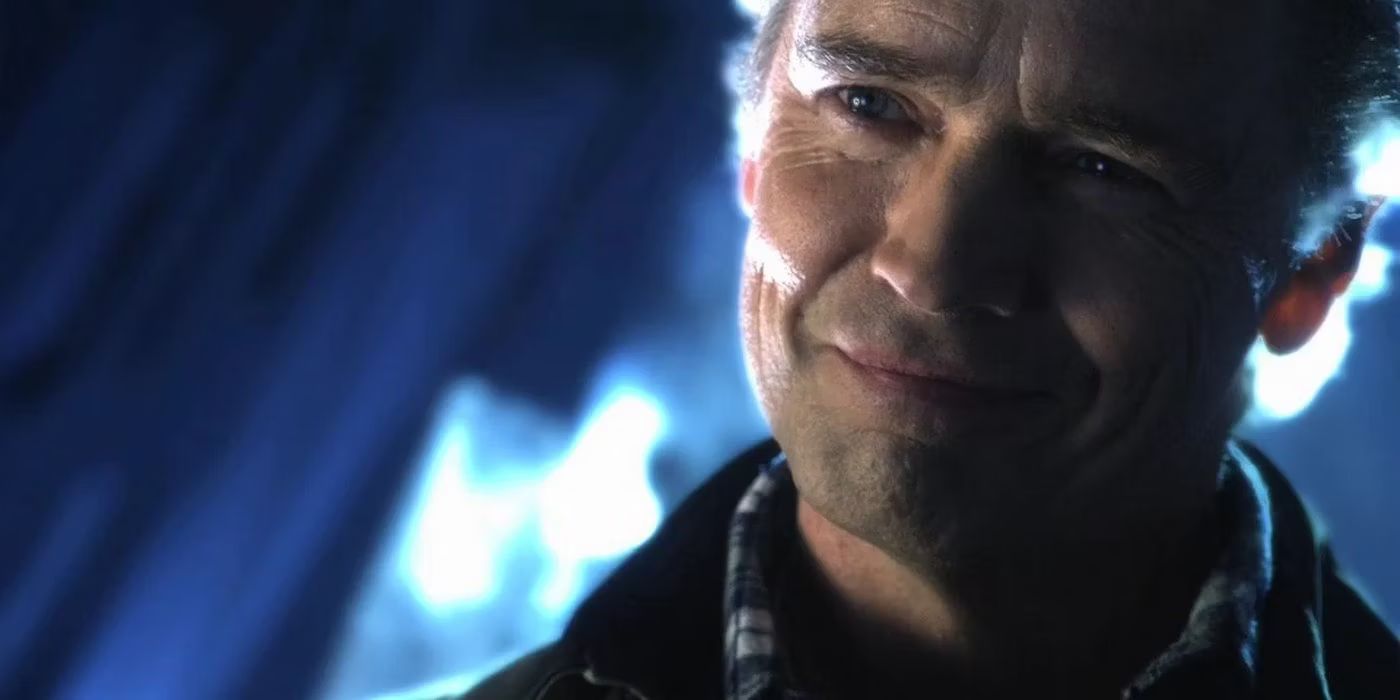 The ghost of Pa Kent in the Fortress of Solitude in Smallville