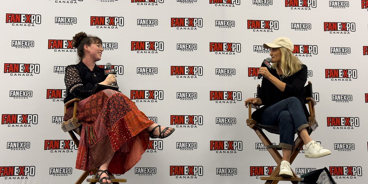 Patricia Summersett and Maggie Lovitt on stage at Fan Expo Canada