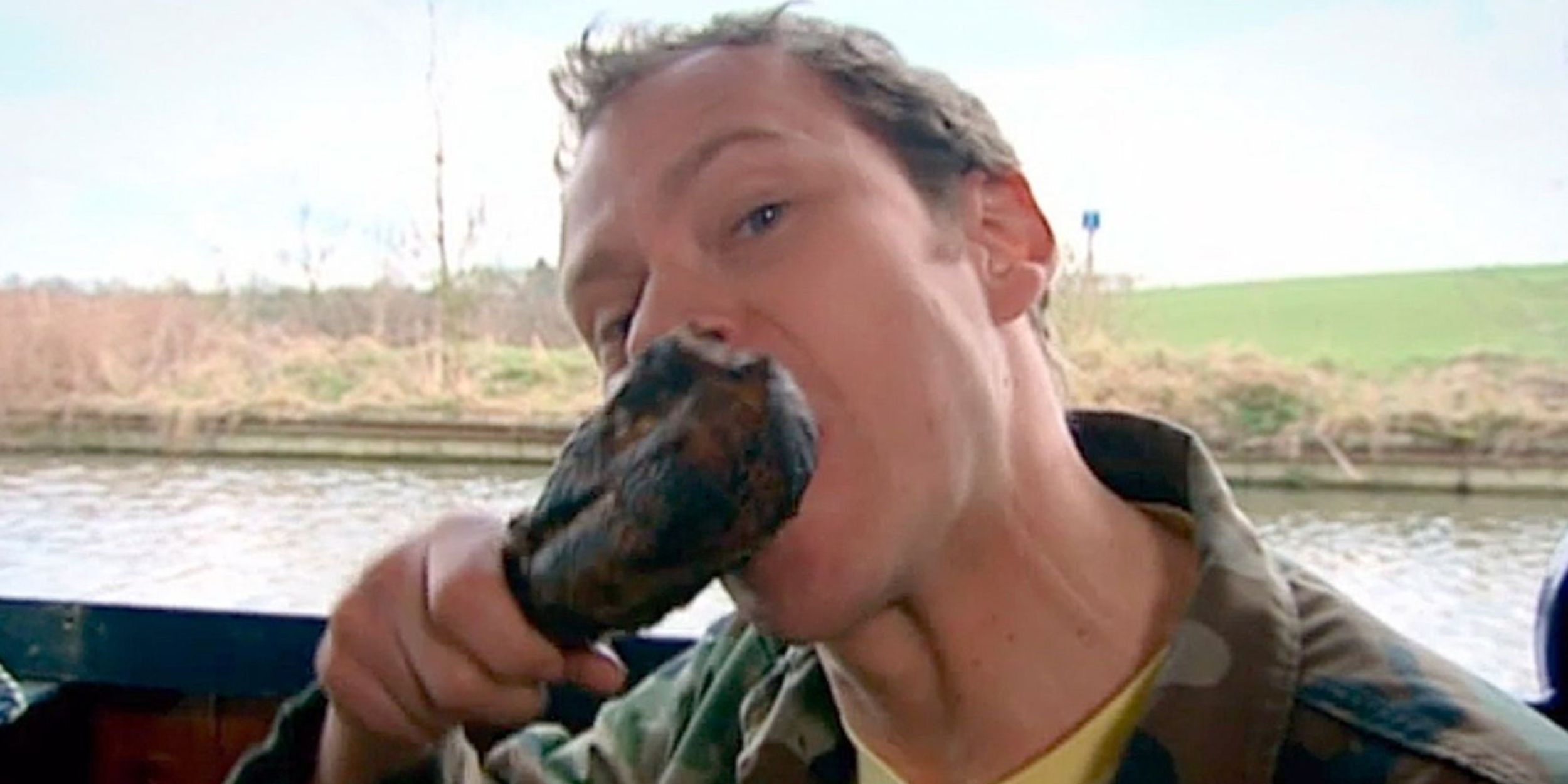 Jez eating what he claims to be turkey in the Peep Show episode "Holiday"