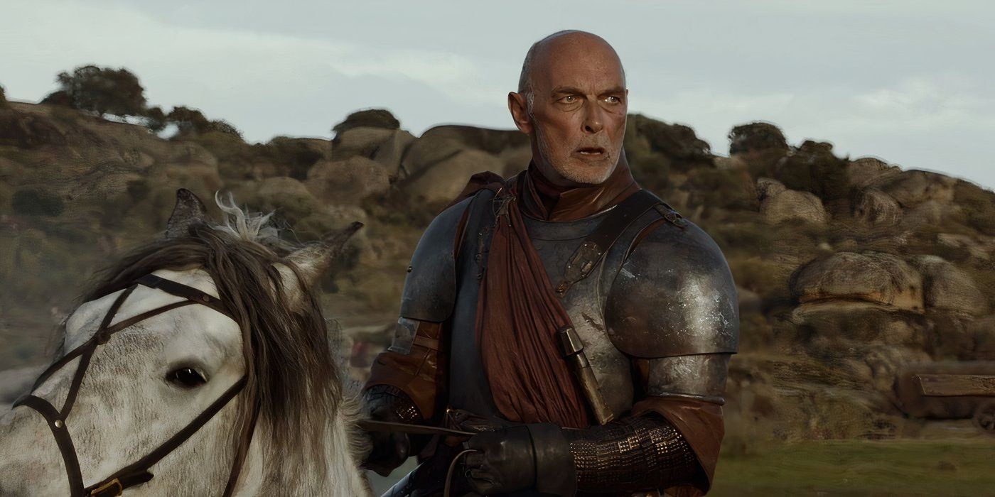 James Faulker as Randyll Tarly astride a horse in 'Game of Thrones' 