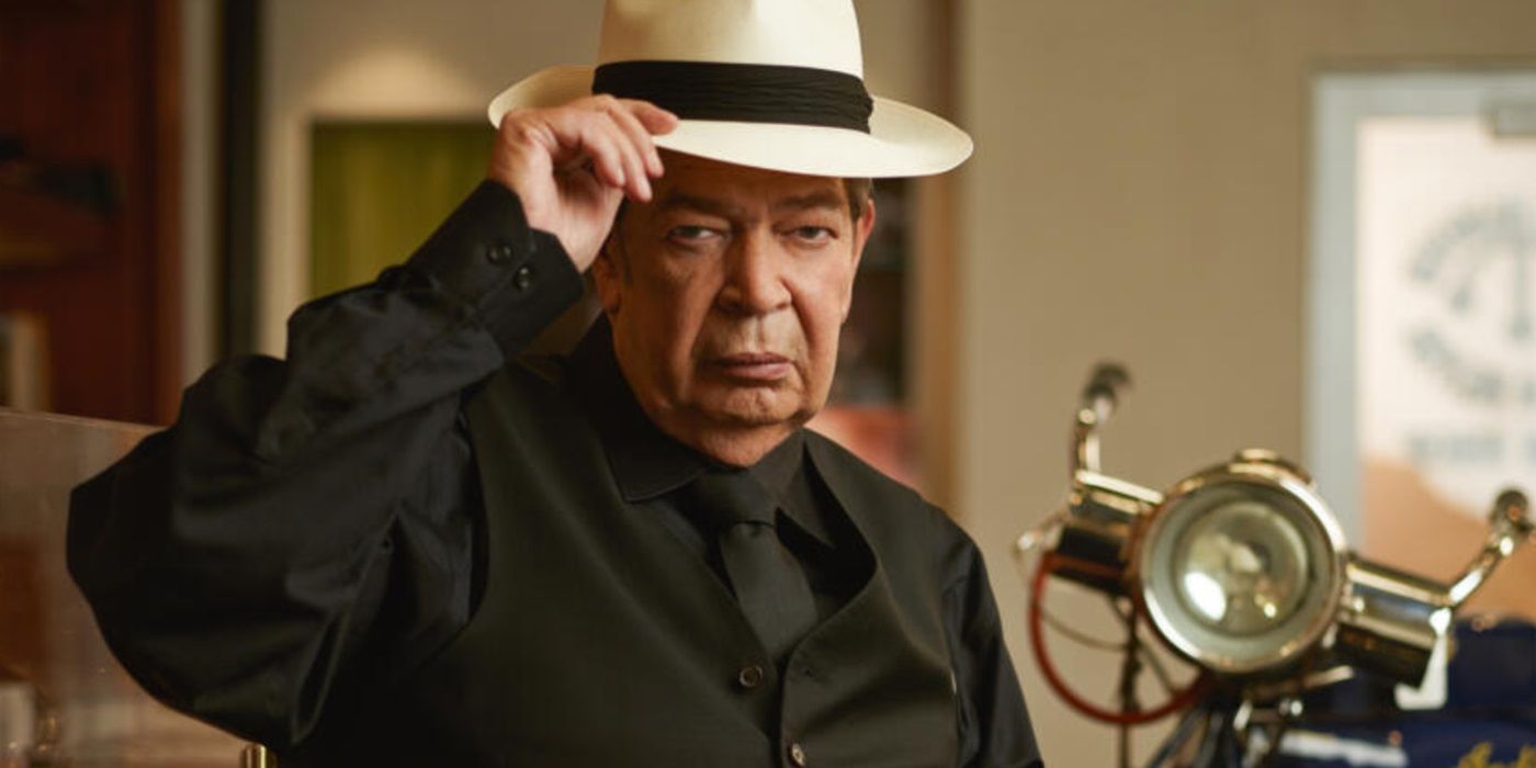 Richard Benjamin Harrison, holding his fedora for a profile shot for Pawn Stars