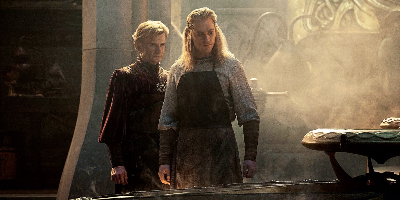 Celebrimbor working with Annatar/Sauron at a forge in The Lord of the Rings: The Rings of Power