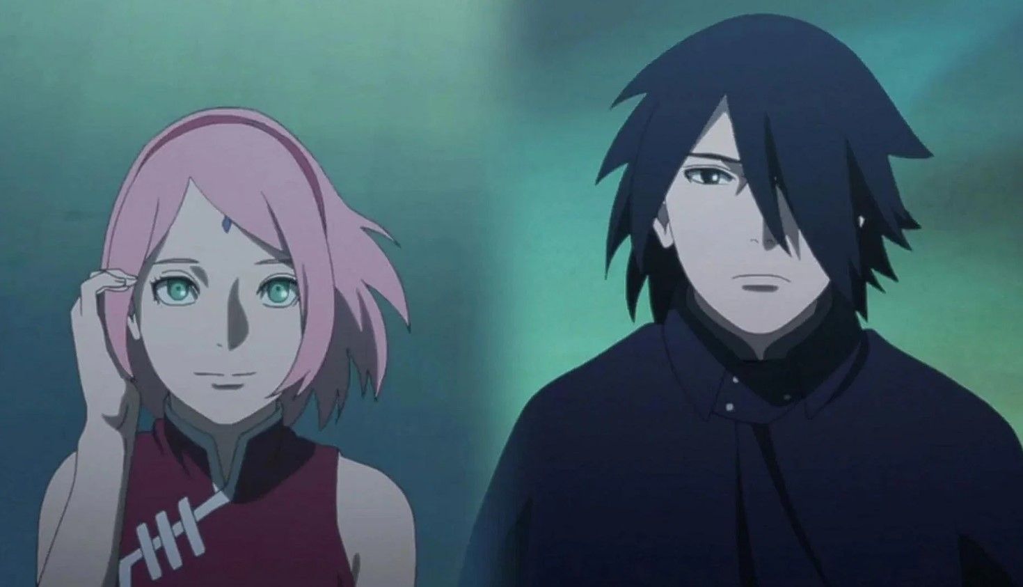 Sakura and Sasuke standing beside each other, Naruto