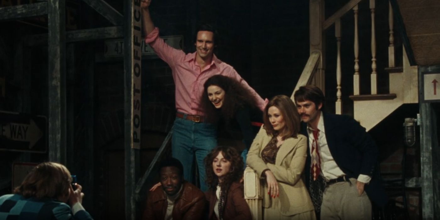 A recreation of the original Saturday Night Live cast photo in the Saturday Night movie.