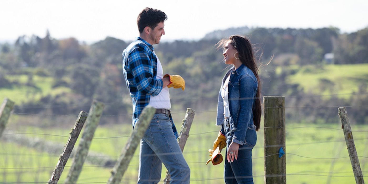 Jenn Tran and Devin Strader on a farm date in 'The Bachelorette'