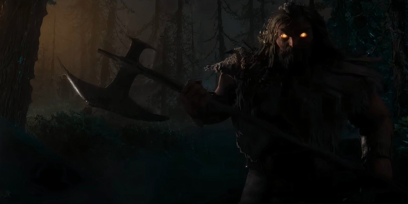 A dark warrior with an axe in “Wildwood”