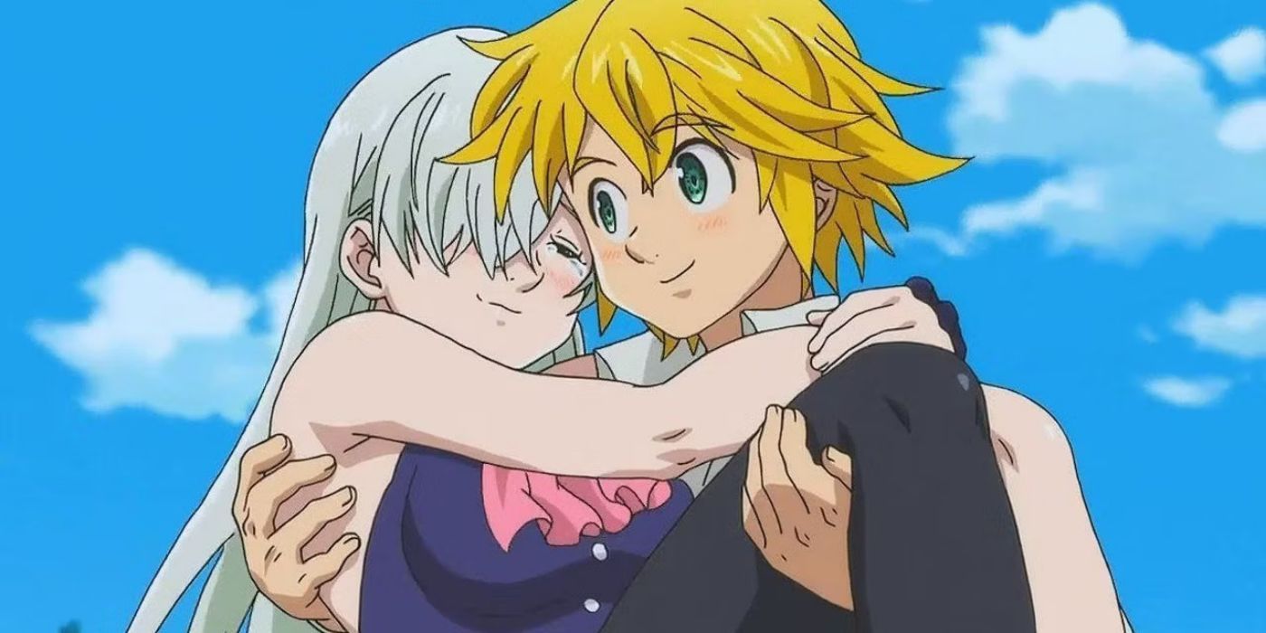 Meliodas holding Elizabeth in The Seven Deadly Sins