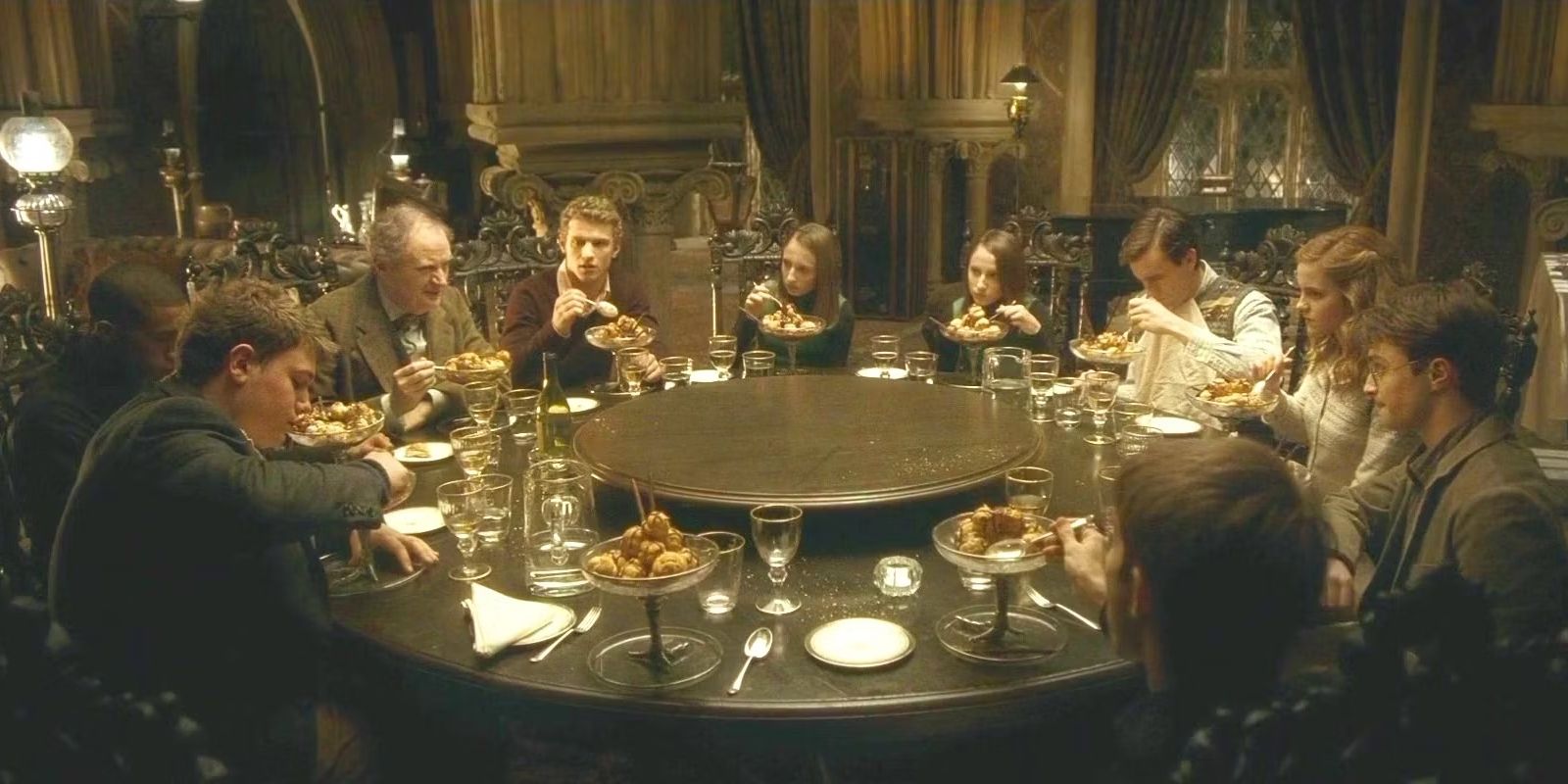 The Slug Club dinner scene in Harry Potter and the Half-Blood Prince.