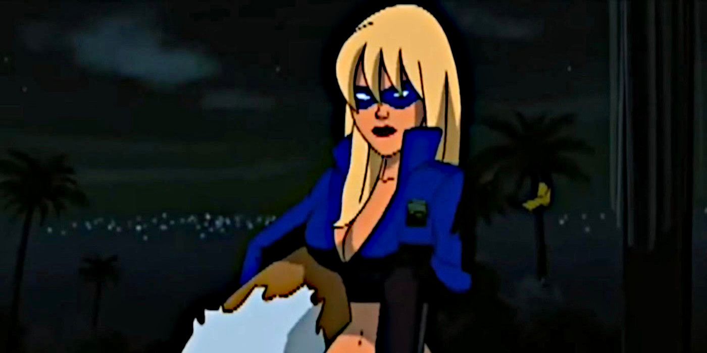 Stripperella (Pamela Anderson) glares at her foe