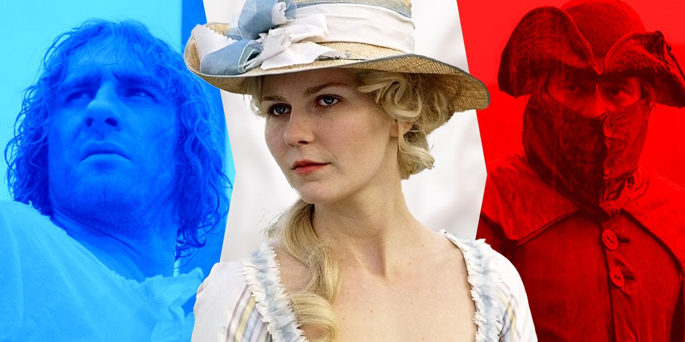 Blended image showing characters from Danton, Marie Antoinette, and Brotherhood of the Wolf.