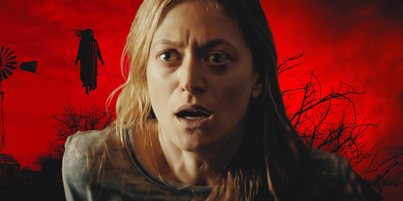 Marin Ireland as Louise in The Dark and the Wicked against a red background