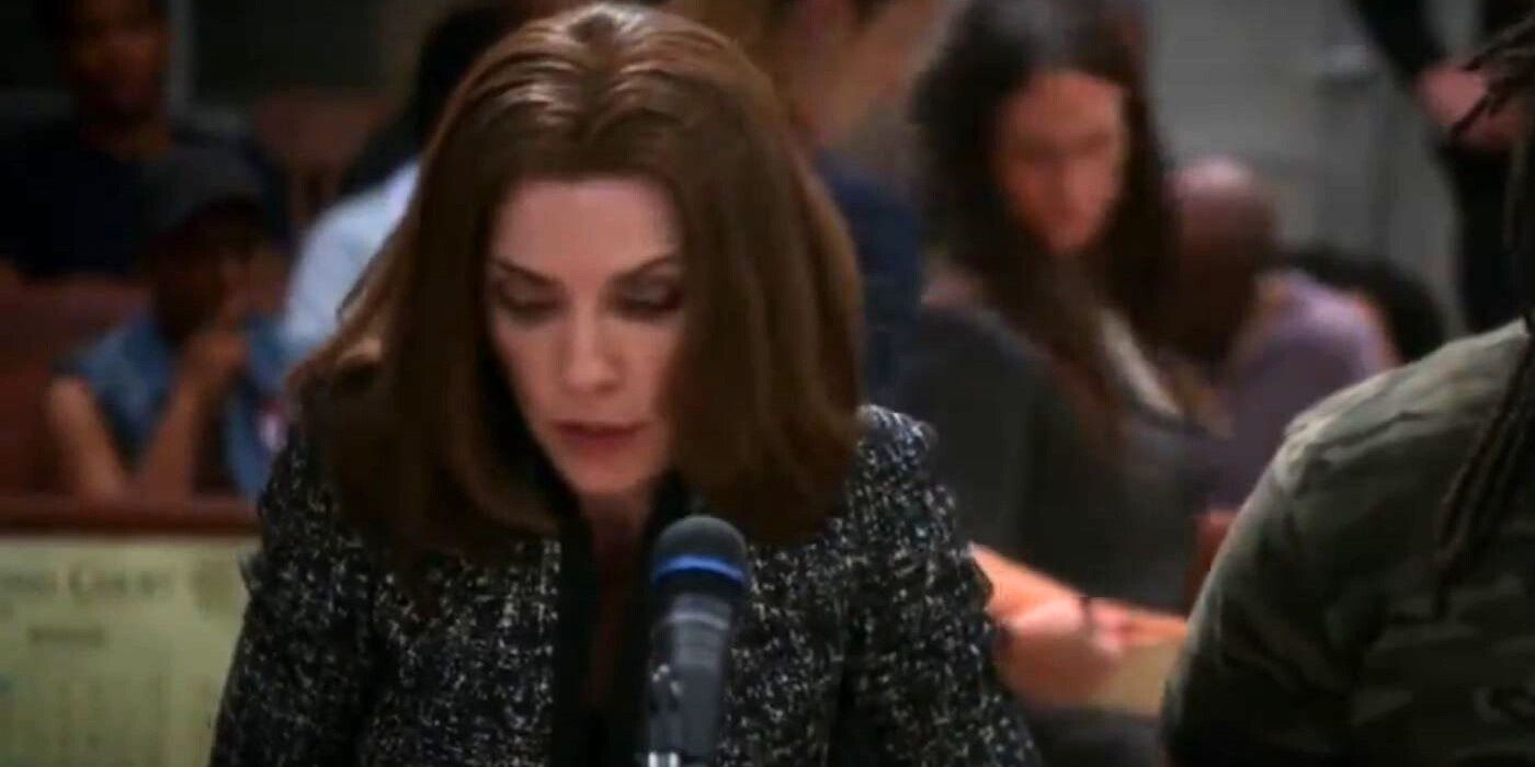 Alicia Florrick (Julianna Margulies) struggles at bond hearing on The Good Wife