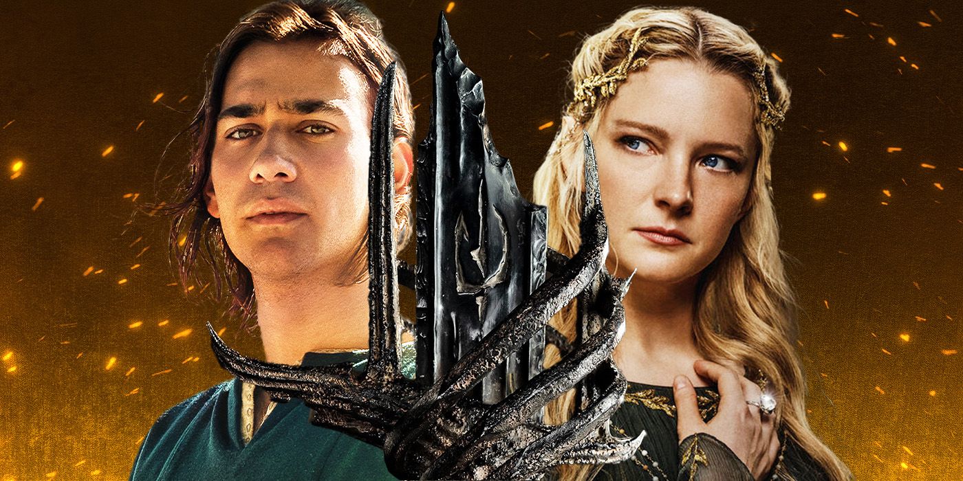 Maxim Baldry as Isildur and Morfydd Clark as Galadriel of Prime Video&rsquo;s The Rings of Power