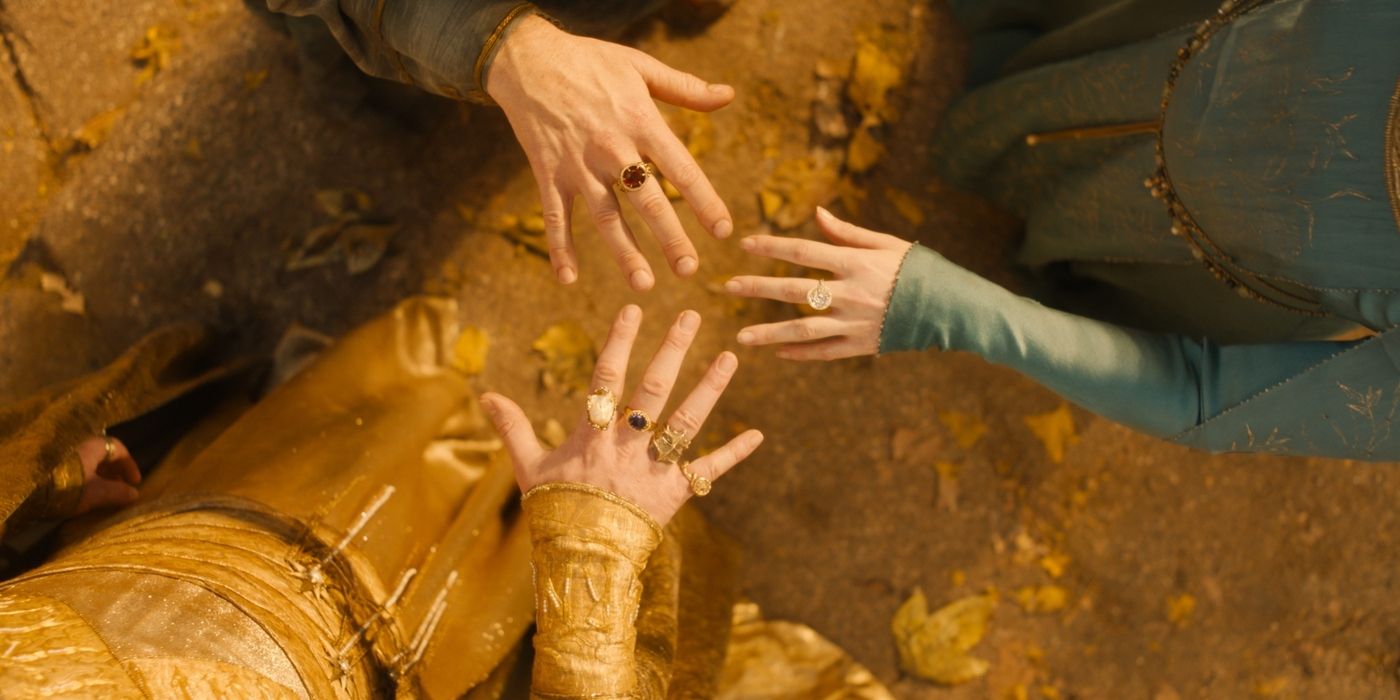 The three Elven rings in The Rings of Power Season 2