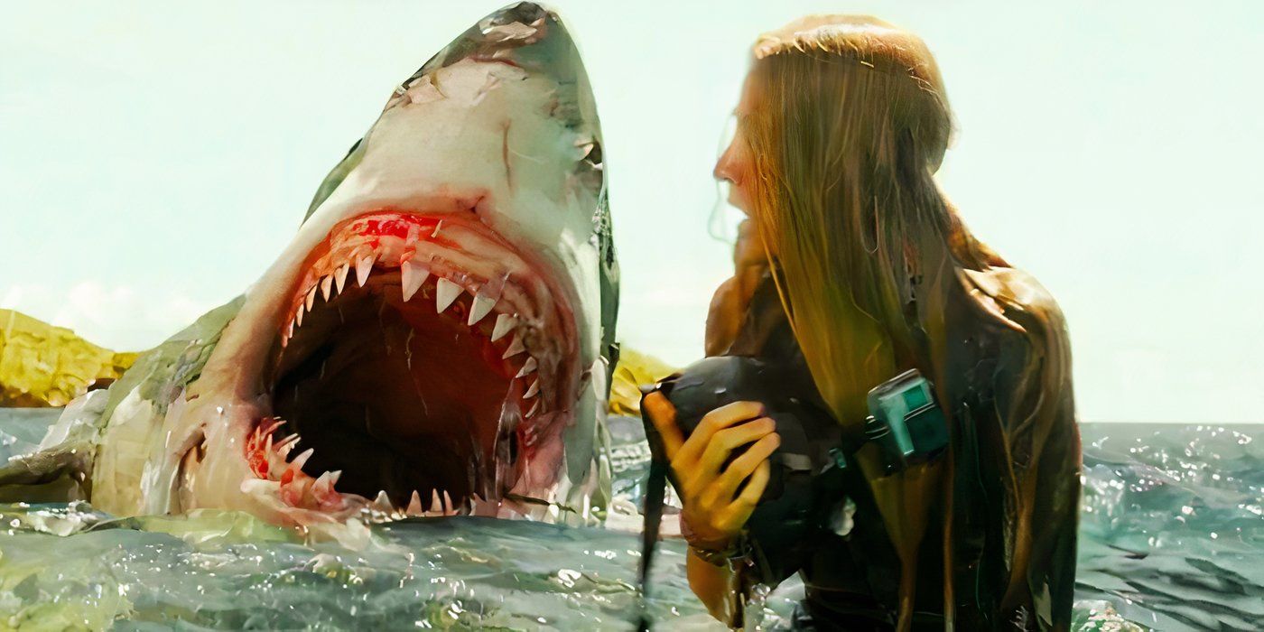 A shark lunges for Nancy Adams (Blake Lively) in 'The Shallows'