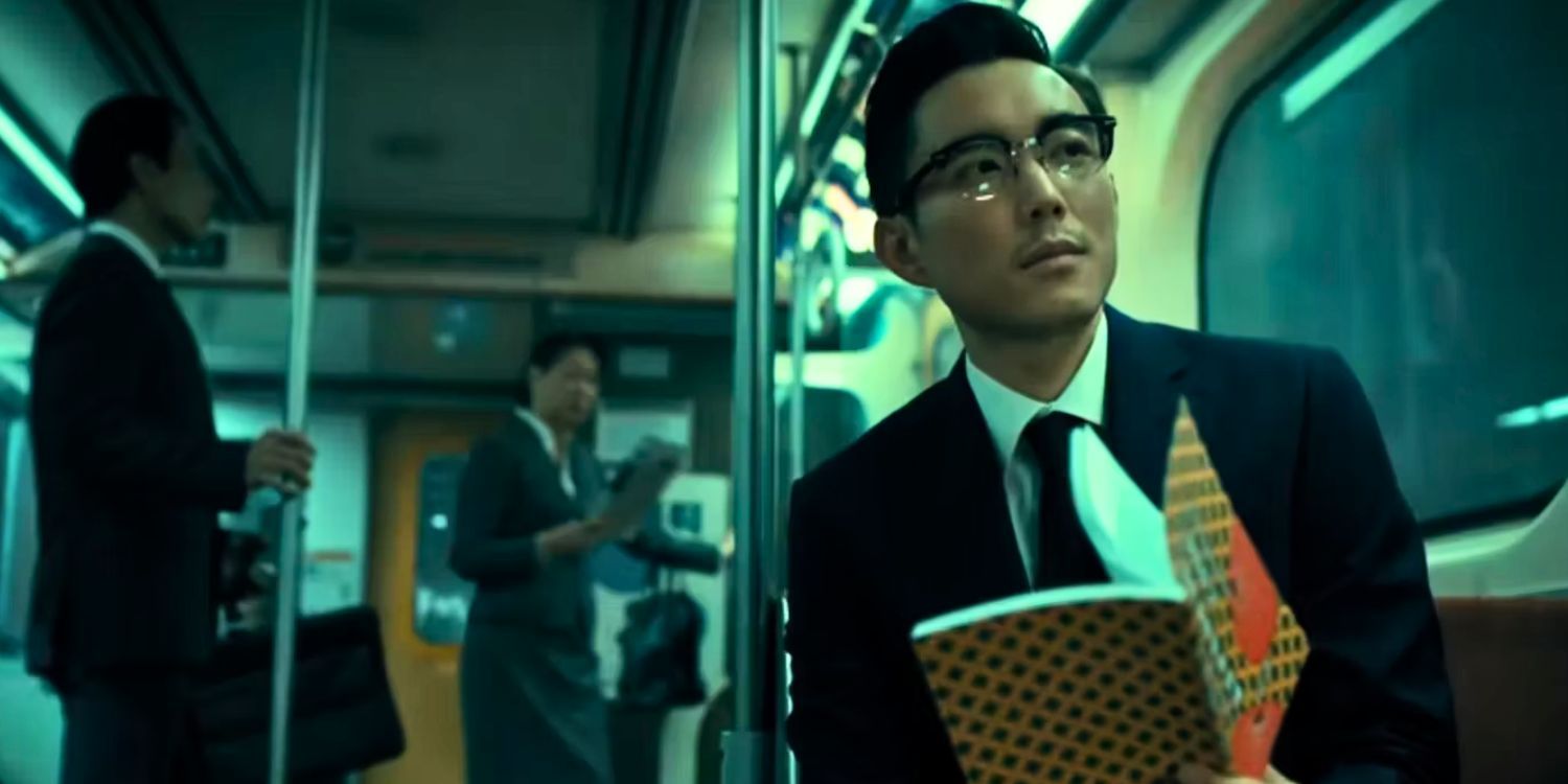 Justin Min as Ben Hargreeves in subway in The Umbrella Academy Season 3 mid-credits scene.