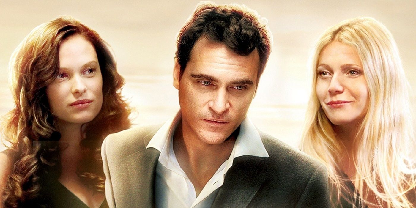 Vinessa Shaw, Joaquin Phoenix, and Gwyneth Paltrow on a cropped poster for 'Two Lovers'