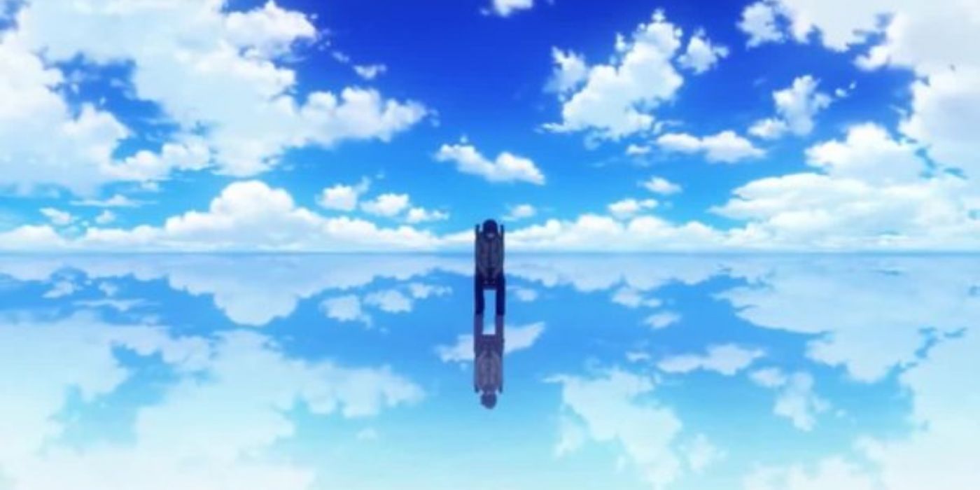 Kaneki sitting in a chair with blue sky in Tokyo Ghoul