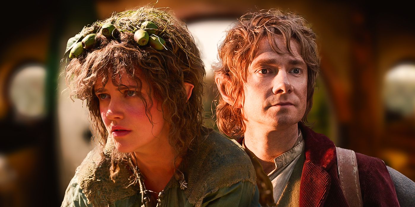 Markella Kavenagh as Nori next to Martin Freeman as Bilbo Baggins in a custom image for the Lord of the Rings