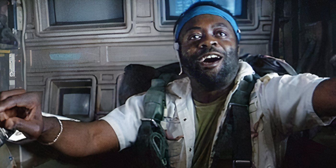 Parker smiling while looking ahead in Alien