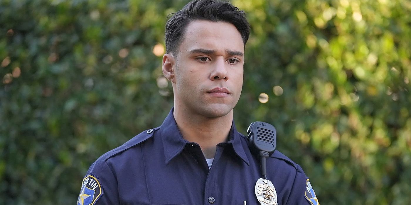 Rafael Silva as Carlos in his police uniform looking somber in 9-1-1: Lone Star