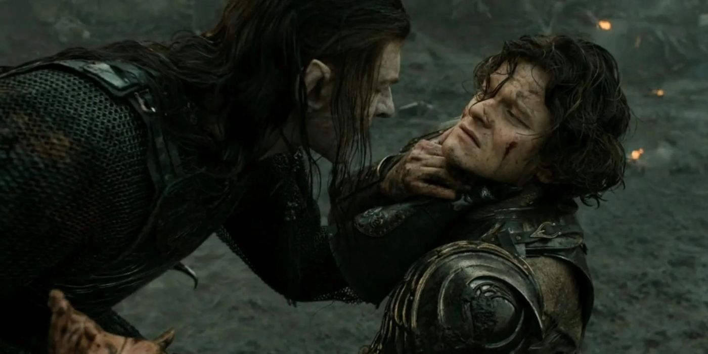 Adar, played by Sam Hazeldine, and Elrond, played by Robert Aramayo, in 'Lord of the Rings: Rings of Power' Season 2, Episode 7.