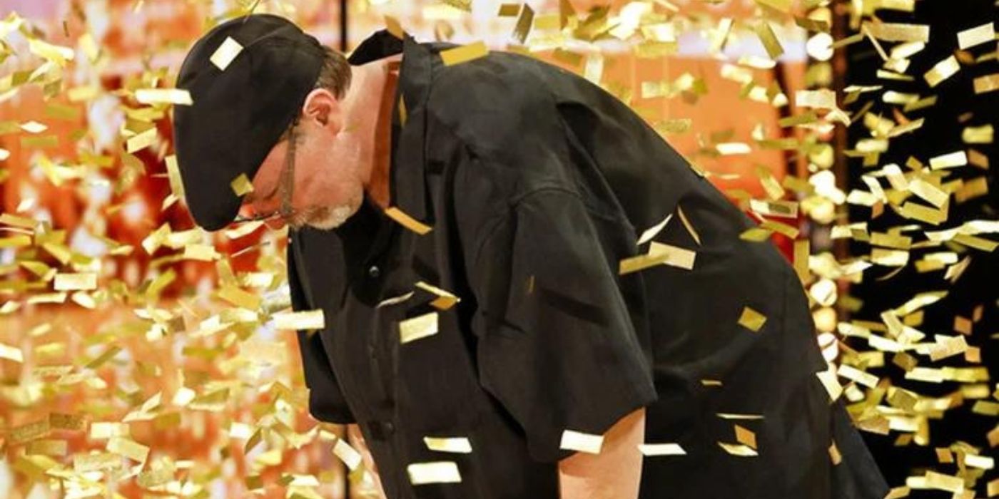 Richard Goodall showered in confetti after receiving the Golden Buzzer on 'America's Got Talent.'